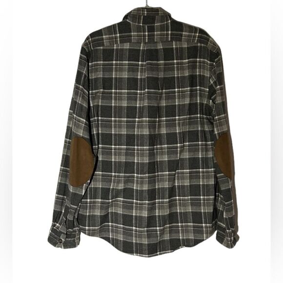 Polo Ralph Lauren Gray Plaid Cotton Elbow Patch Flannel Shirt Size Large - Picture 3 of 10